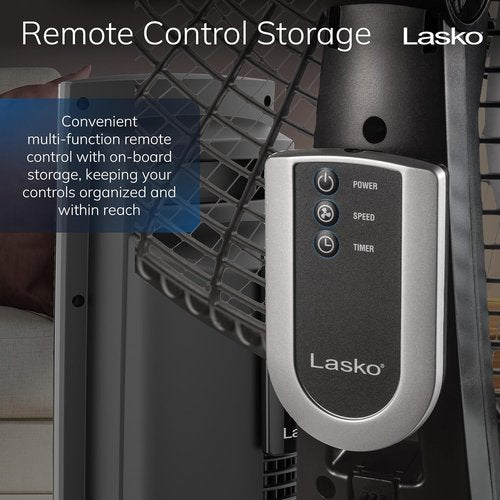 Lasko Oscillating Pedestal Fan - Adjustable Height, Remote Control, 4 Speeds | 20" Black Floor Fan for Home & Office