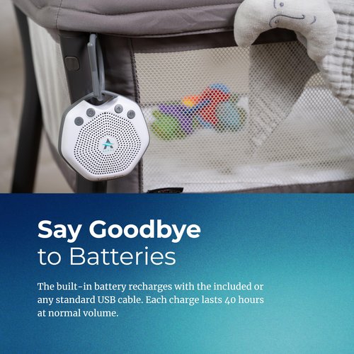 Adaptive Sound Technologies LectroFan Alpha Portable Sleep Sound Machine - Rechargeable White Noise Machine for Crib, Stroller, Car Seat & More - 7 Non-Looping Sounds - for Travel, Bedroom, Nursery