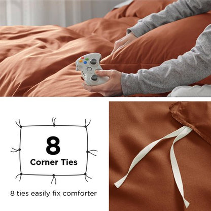 Bedsure Duvet Cover King Size - Soft Double Brushed Bedding Set for Kids & Adults, Zipper Closure, 3 Pieces, Includes 1 Duvet Cover (104"x90") & 2 Pillow Shams, NO Comforter, Terracotta