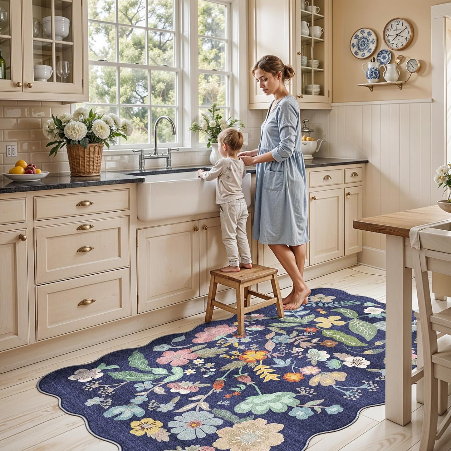 Skiennix 4x6 Living Room Area Rug - Washable Boho Non-Slip Floral Carpet for High Traffic Areas | Purple