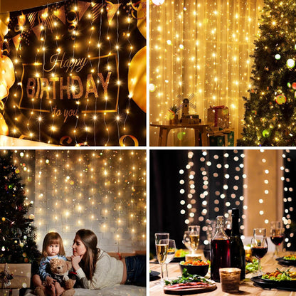 Tuanse 195 LED Curtain Lights - 8 Lighting Modes & Remote Control | 6.5 x 5 Feet Fairy Backdrop for Indoor/Outdoor Decor