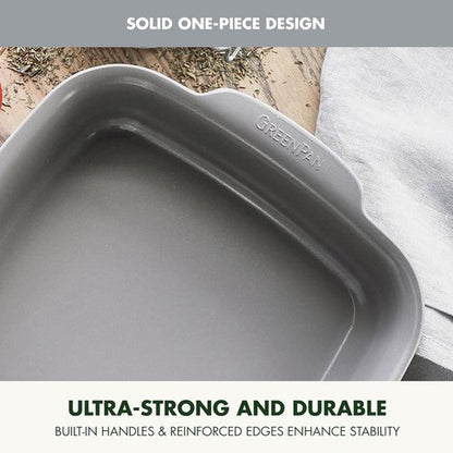 GreenPan Premiere 8" Square Cake Baking Pan - Healthy Ceramic Nonstick, Warp-Free, PFAS-Free, Gray