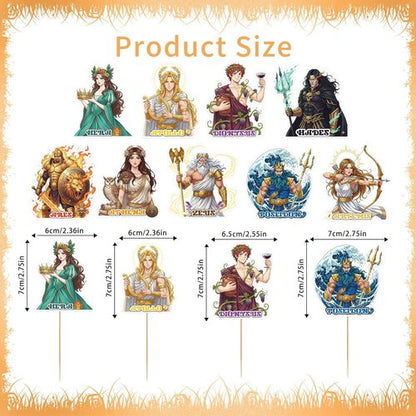 Greek Mythology Party Decorations - 36 Pcs Greek Gods Cupcake Toppers for Toga Birthday & Classroom Events