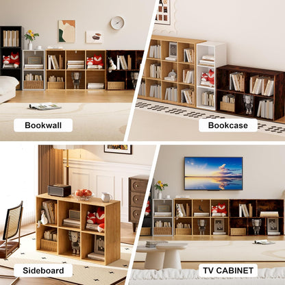 Wooden Cube Storage Organizer by [Brand Name] - 11 Open Cubes, Stackable Modular Bookcase | 2-Tier Bookshelf in White