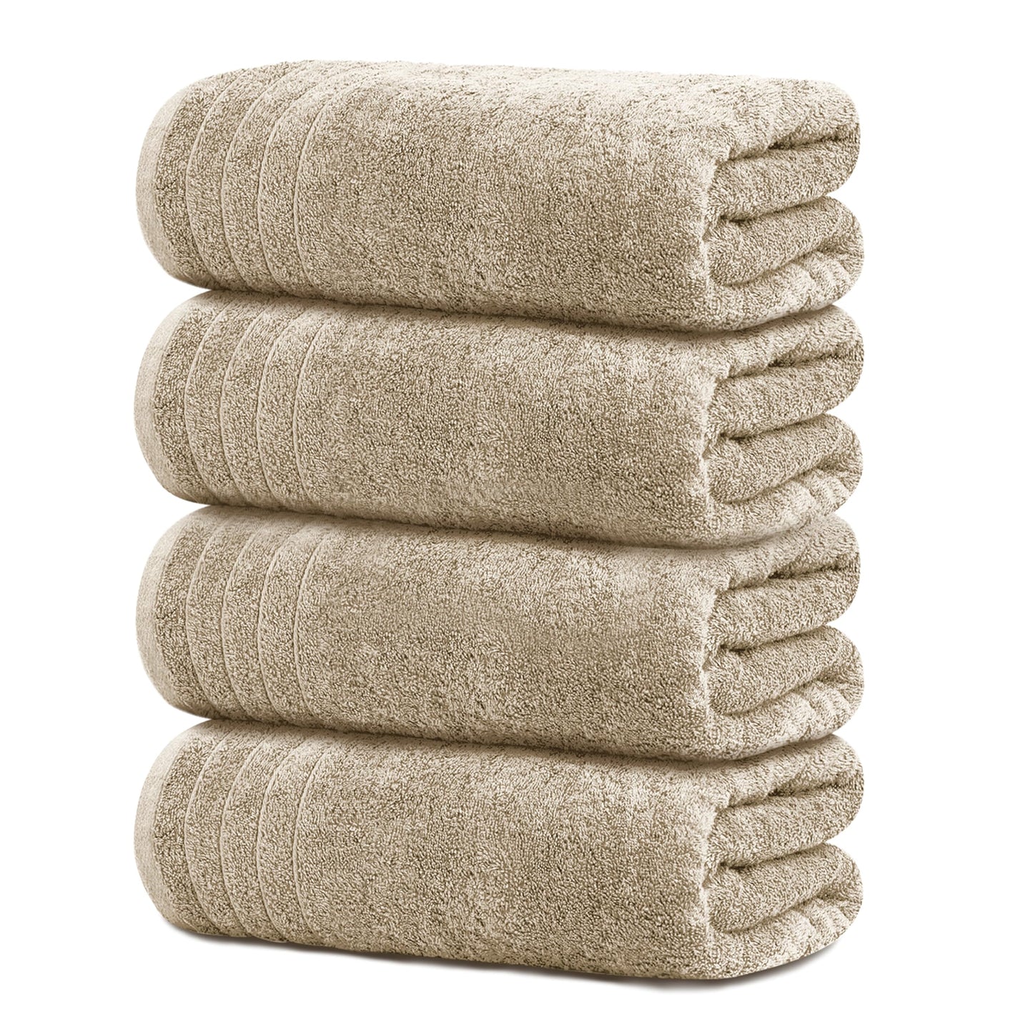 Tens Towels Pack of 4 Extra Large Bath Towels 30 x 60 Inches, 100% Cotton, Larger & Lighter Weight, Quicker to Dry, Super Soft and Absorbent, Perfect for Bathroom, Beige