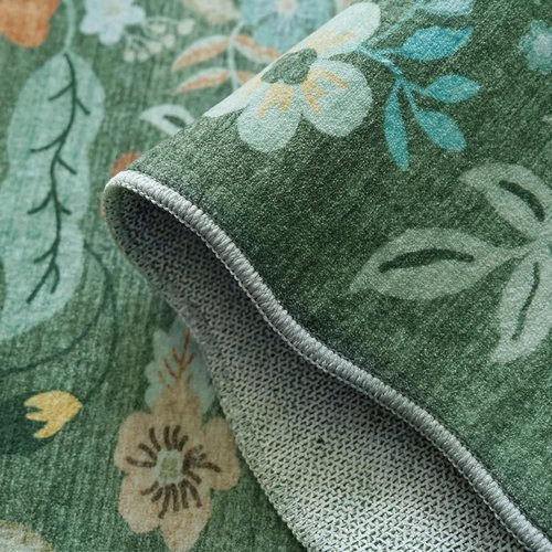 Hallway 3x6 Washable Runner Rug - Elegant Floral Scalloped Design | Soft Non-Slip Carpet for Home Decor