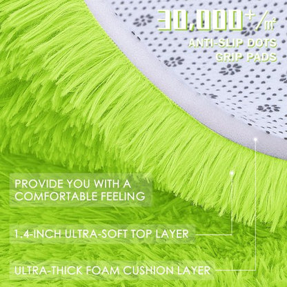 OLANLY 8x10 Machine Washable Large Area Rugs for Living Room, Bedroom, Soft Fluffy Shaggy Bedside Rug, Indoor Floor Carpet for Kids Girls and Boys, Dorms, Nursery, Home Decor Aesthetic, Lime Green