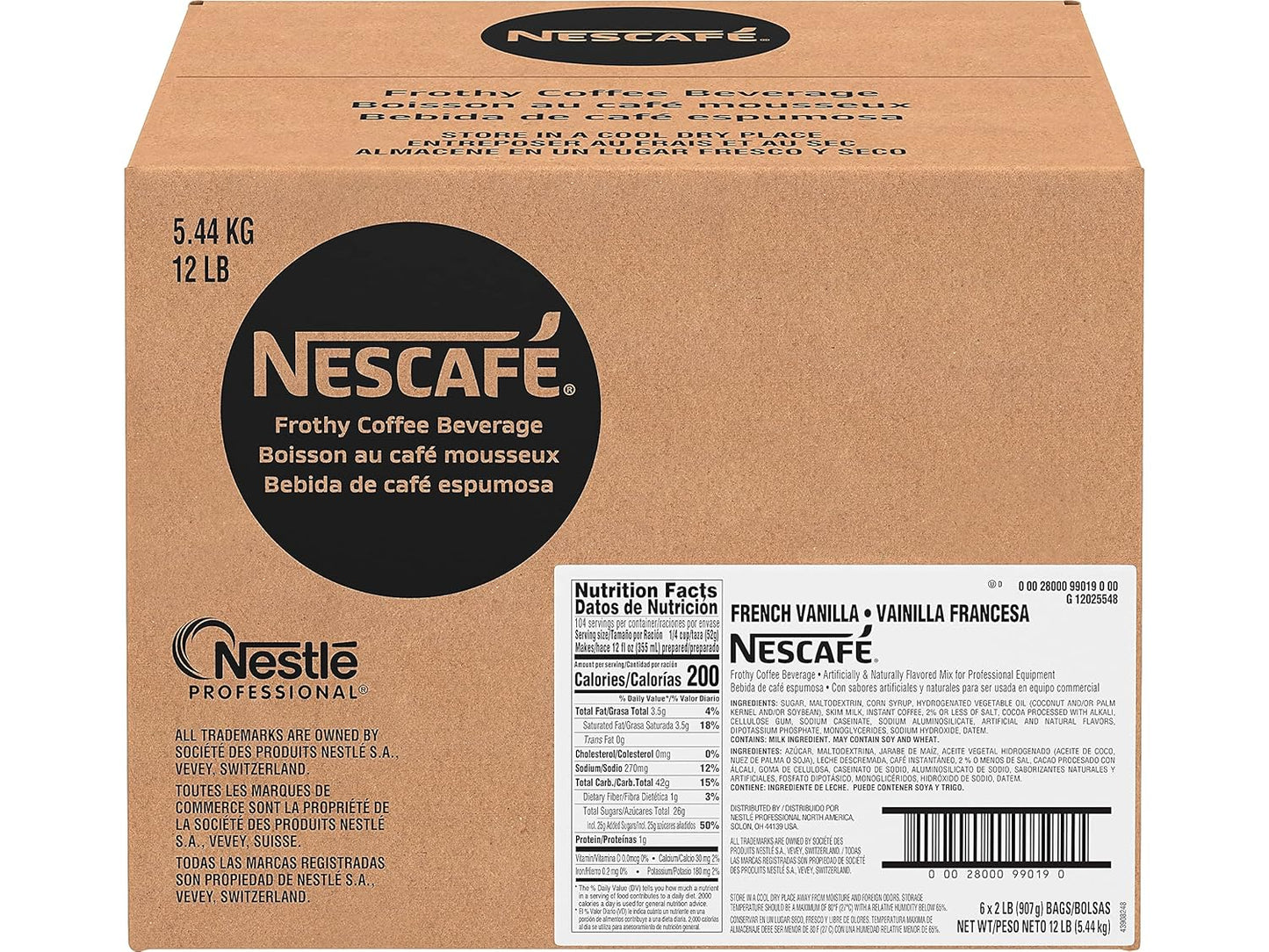 Nescafé French Vanilla Cappuccino Mix - Rich Flavor, 32-Ounce Bags | Pack of 6