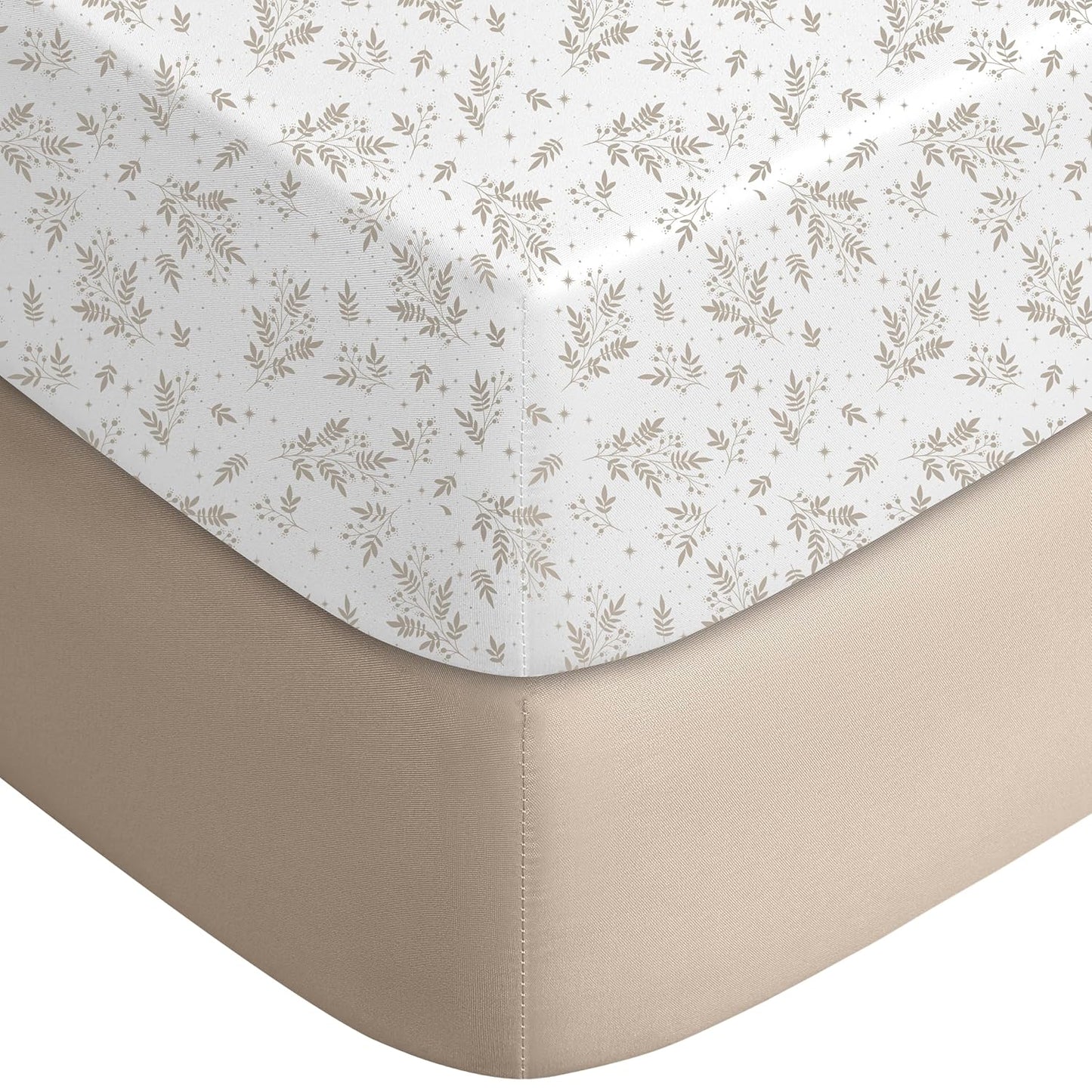 Yoofoss Fitted Baby Crib Sheets - Super Soft Microfiber 2 Pack for Standard Crib & Toddler Mattress | 28x52x8in (Brown & Leaf)