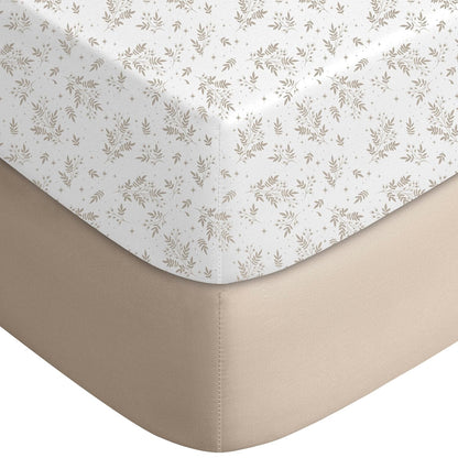 Yoofoss Fitted Pack and Play Sheets - Soft, Breathable Mini Crib Sheets 2-Pack in Brown & Leaf