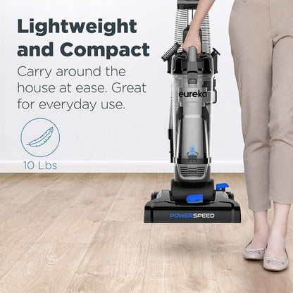Eureka PowerSpeed Lightweight Upright Vacuum Cleaner - Powerful Bagless Design for Carpets & Hard Floors | NEU181A, Blue