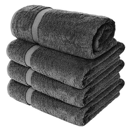 Chakir Turkish Linens | Hotel & Spa Quality 100% Cotton Luxury Turkish Towels | Soft & Absorbent (30x60 Inches Extra Large Bath Towels, Set of 4 - Dark Gray)