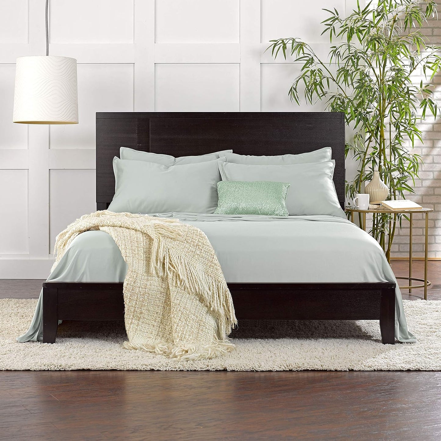 Pure Bamboo Queen Pillowcases - Luxuriously Soft & Cooling 100% Organic Viscose | Double Stitching, Sea Glass (2 Pack)