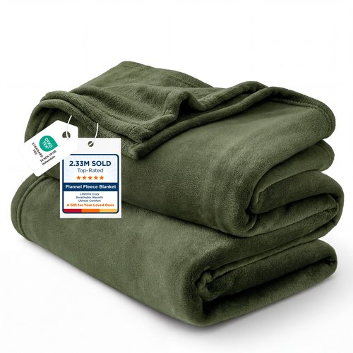 Bedsure GentleSoft Fleece Throw XL Blanket Olive Green - 300GSM Soft Lightweight Plush Cozy Blankets for Bed, Sofa, Couch, Travel, Camping, 50x70 inches