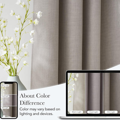 NICETOWN Blackout Curtains | Short Faux Linen Angora | 63-Inch Privacy Panels for Kitchen & Living Room, 2 Panels