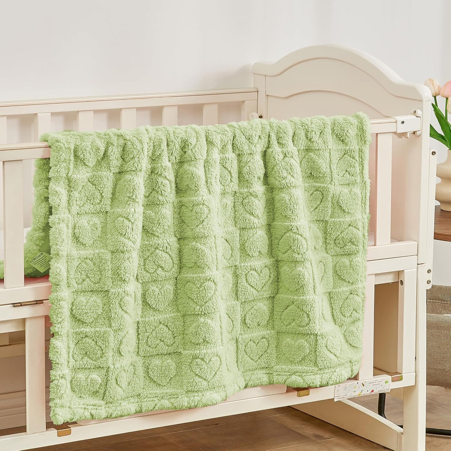 Yurhap Fleece Baby Blanket - Ultra Soft Heart Checkered Design for Boys & Girls | 30” x 40” (Green)