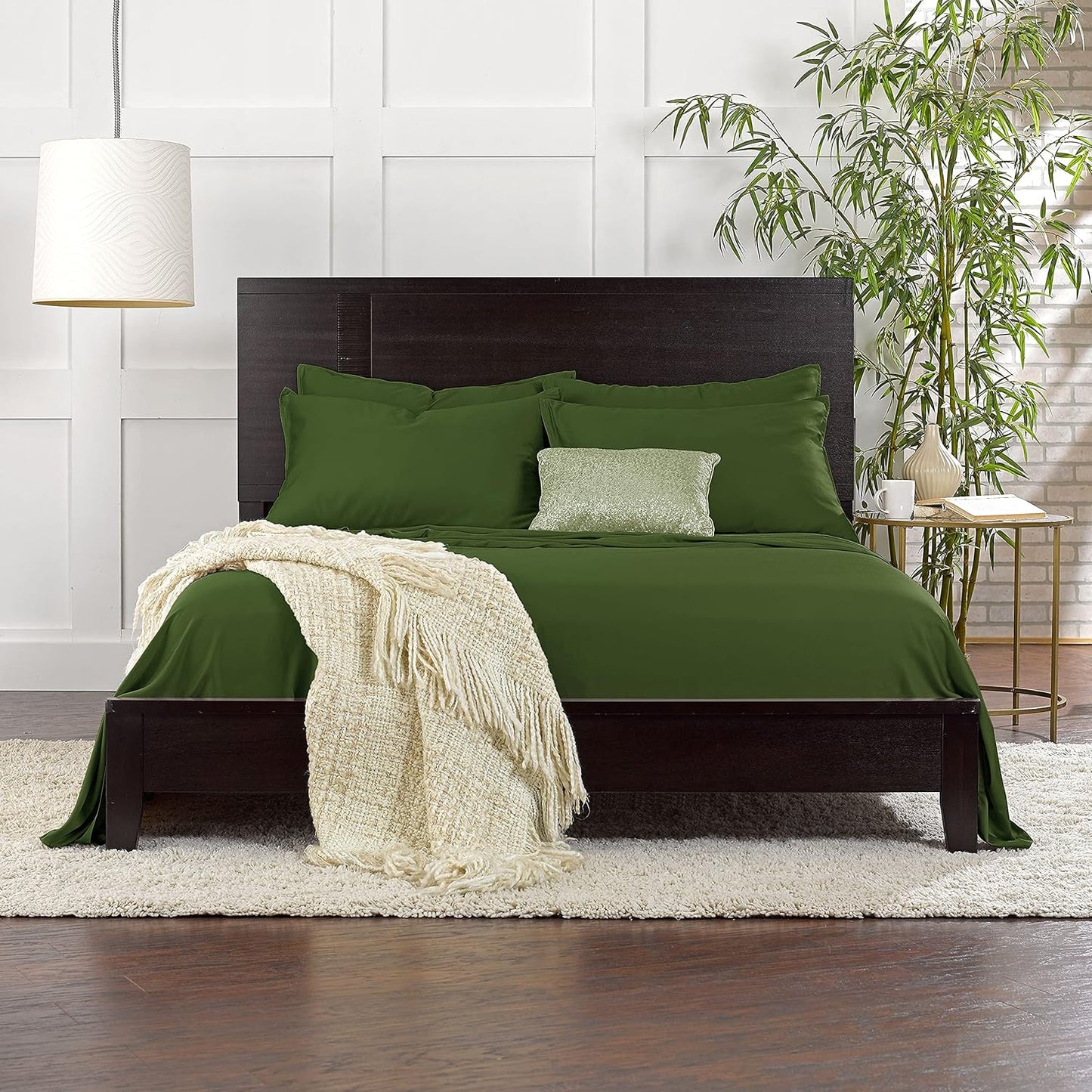 Pure Bamboo Full Sheets - 100% Organic Viscose Bed Sheet Set | Luxuriously Soft & Cooling (Full, Pesto)
