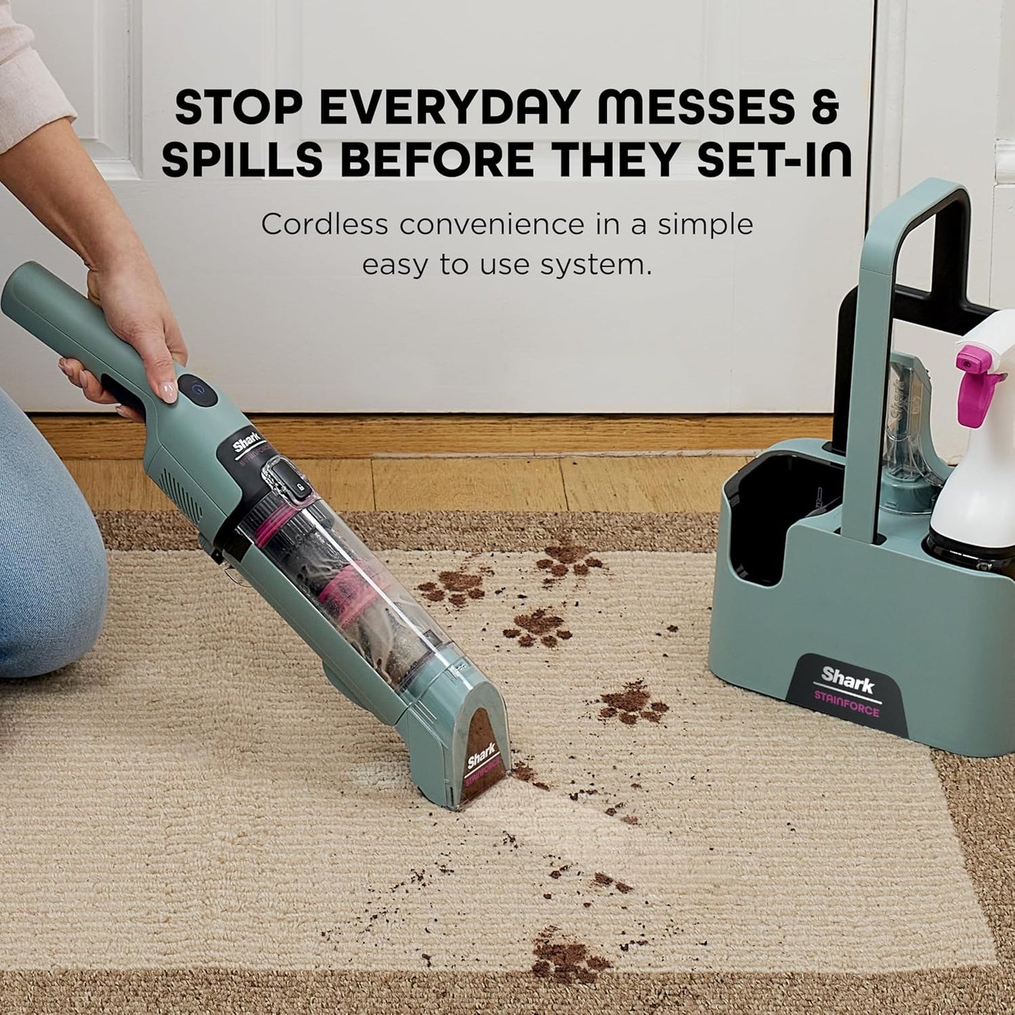 Shark StainForce Cordless Portable Spot & Odor Remover System - Ideal for Carpets, Rugs & Upholstery
