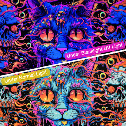 Uspring Trippy Blacklight Skull Tapestry Gothic Cat Skeleton Tapestries Hippie Eyes Tapestry UV Large Tapestry Psychedelic Wall Tapestry Hanging for Bedroom (59.1 x 82.7 inches)