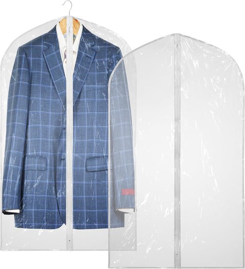 Handy Laundry Clear Vinyl Garment Bag - Protect Clothing While Traveling | Set of 2 (24 X 42 Inches)
