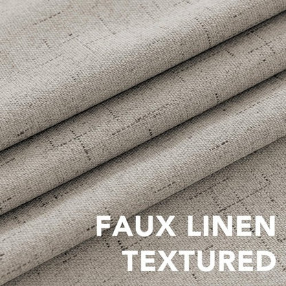 H.VERSAILTEX Blackout Drapes Linen Blackout Curtains 84 inch Length 2 Panels Set, 100% Blackout Thermal Insulated Textured Curtain Anti-Rust Grommet Curtains with White Liner, Stone
