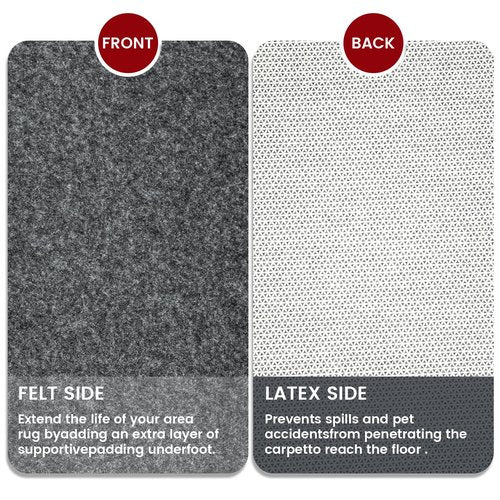 Waterproof Rug Pad, 8x10 ft Area Rug Non-Slip Carpet Pad, Non-Slip Rug Pads for All Floors and Finishes, Felt Pad for Hardwood Floors, Keeps Carpets in Place Soft and Safe