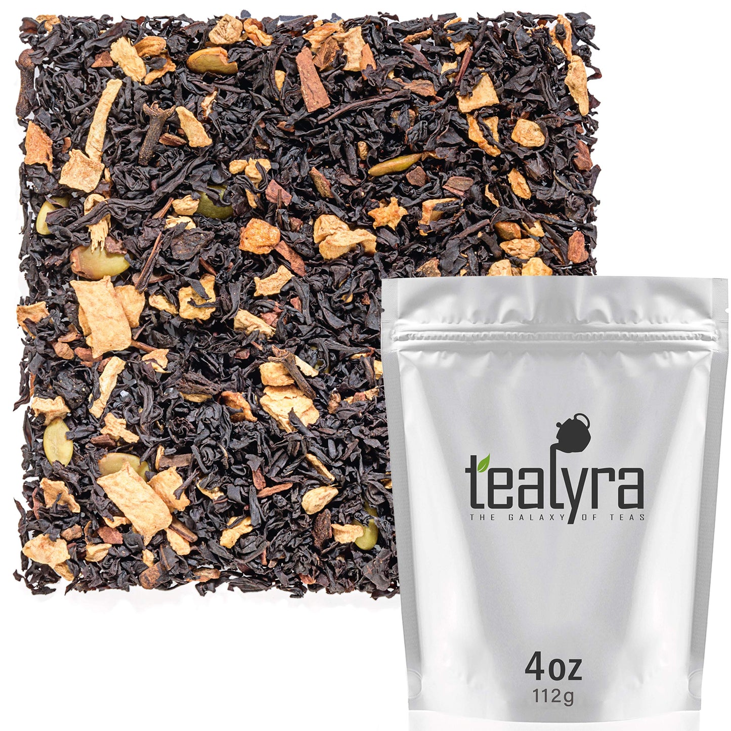 Tealyra - Pumpkin Spice Chai - Ginger - Cinnamon - Black Loose Leaf Tea Blend - Spiced - Bold Taste - All-Natural Ingredients - Bold Caffeine - 112g (4-ounce)