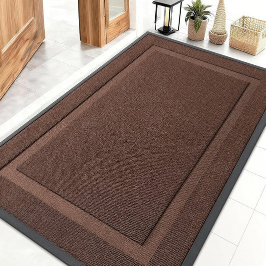 OLANLY Indoor Outdoor Doormat - Waterproof All-Season Entry Mat, Sturdy Rubber, 47x32, Chocolate Brown
