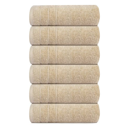 Tens Towels Pack of 6 Hand Towels, 100% Cotton, Lighter Weight, Quick to Dry, 16 x 28 Inches, Super Soft & Absorbent, Perfect for Bathroom & Kitchen (Beige)