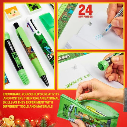 **Minecraft Advent Calendar 2025 - 24 Fun Items Including Keychains, Pens & Notebooks - Perfect Gamer Xmas Gift**