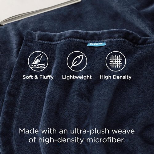 Bedsure GentleSoft Fleece Bed Blanket - Soft, Lightweight, Plush Navy Luxury Microfiber | Full Size 84x90 Inches