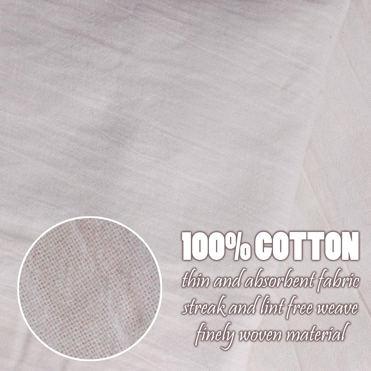 Perlli Kitchen Flour Sack Towels - 12 Pack Lint-Free 100% Cotton Dish Drying Cloths | 28 x 28 Inches, White