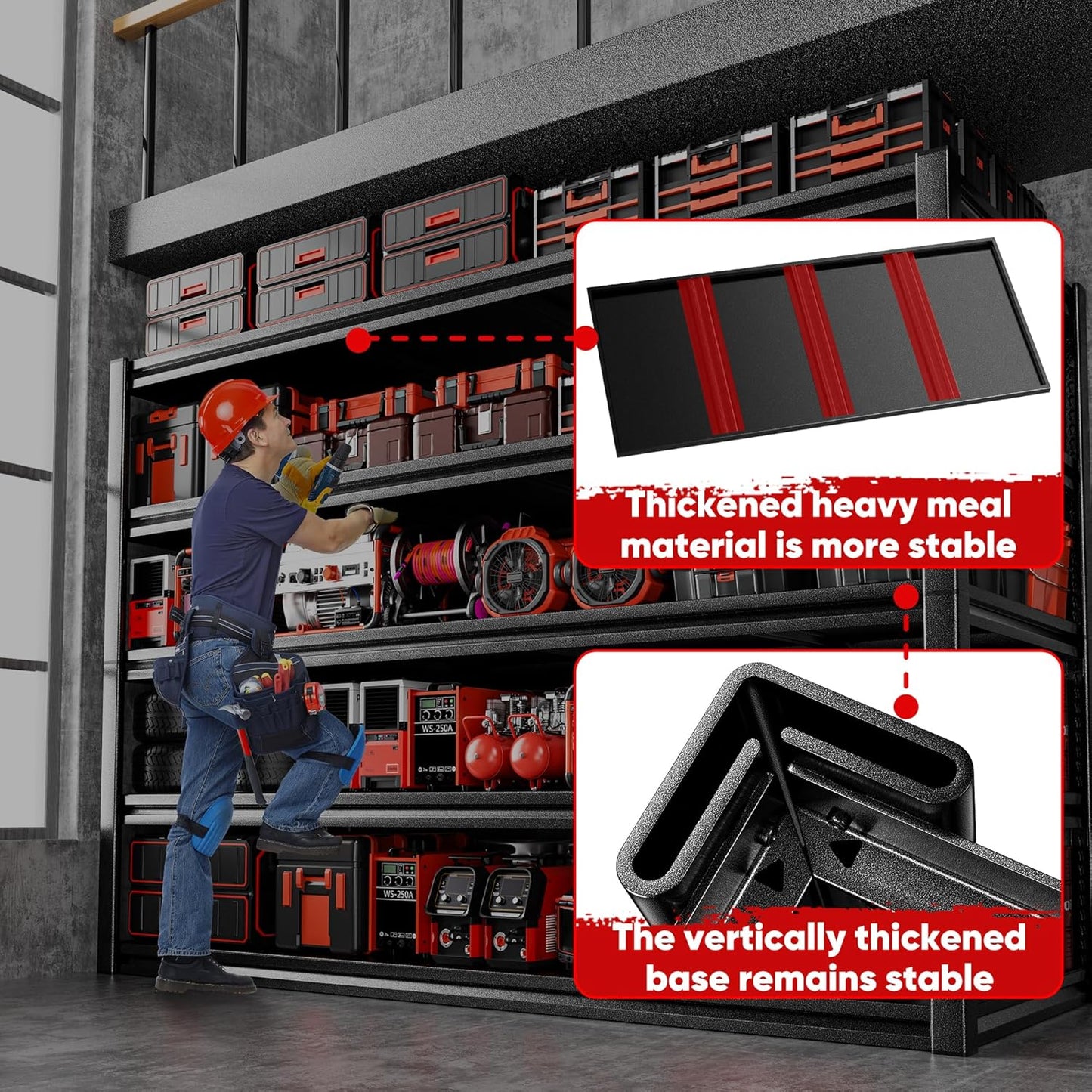 POKIPO Heavy-Duty Garage Shelving Unit - 5-Tier Metal Storage Rack | Adjustable 72"H x 35"W x 15.7"D, 3000LBS Capacity