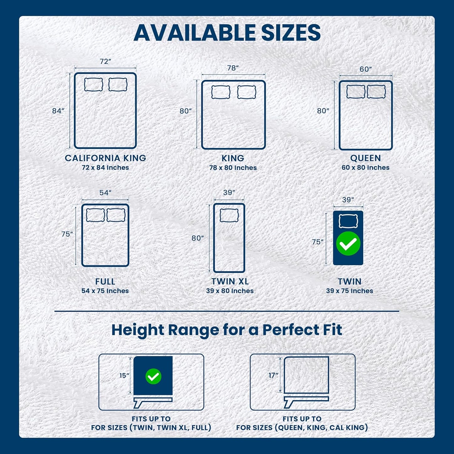 Utopia Bedding Twin Size Mattress Protector - Waterproof Terry Cover, Soft & Breathable, 15" Deep Pockets | White