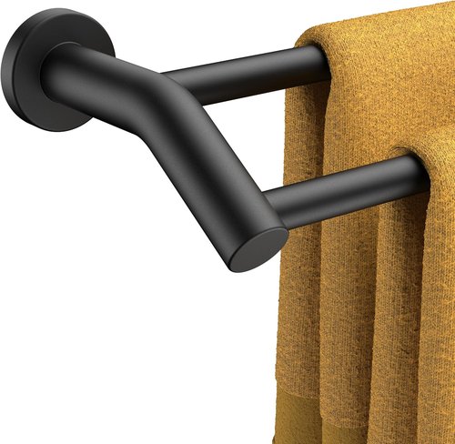 FORIOUS Double Towel Bar - 24 Inch Heavy Duty SUS304 Stainless Steel | Matte Black Space-Saving Design
