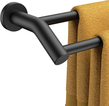 FORIOUS Double Towel Bar - 24 Inch Heavy Duty SUS304 Stainless Steel | Matte Black Space-Saving Design