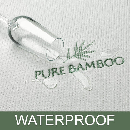 PURE BAMBOO King Mattress Protector - Waterproof, Breathable & Noiseless Cover for Moisture & Stain Protection