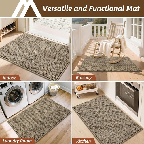 COSY HOMEER Door Mat - Non-Slip Absorbent Entryway Rug | 20" x 32" Taupe Washable Floor Mat