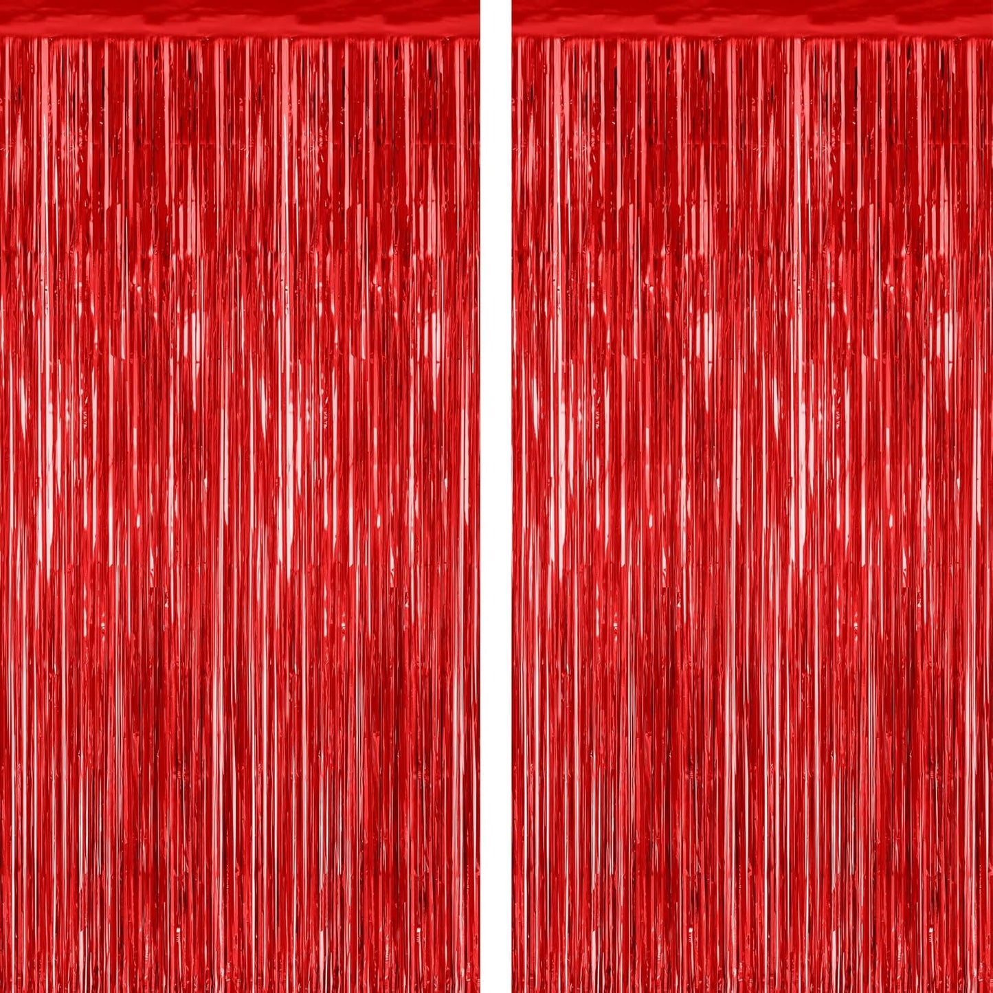 Skiennix Red Tinsel Backdrop - 2 Pack Fringe Curtains | 3.28 FT x 7.05 FT for Valentine's Day & Weddings