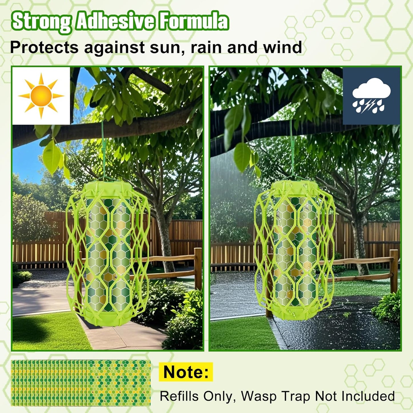 Qualirey Wasp Trap Refills - 20 Pack Super Sticky Replacement Pads for Yellow Jackets | Fits Most Traps, 12 x 8.6 Inch