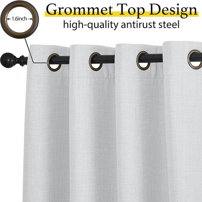 NICETOWN Faux Linen Greyish White Room Darkening Curtain Valances - Energy Saving Thermal Tiers | 36" Long, 2 Panels