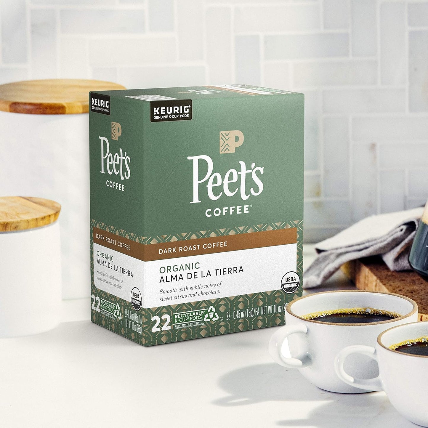 Peet’s Coffee Organic K-Cup Pods - Alma De La Tierra Dark Roast for Keurig Brewers | 22 Pods