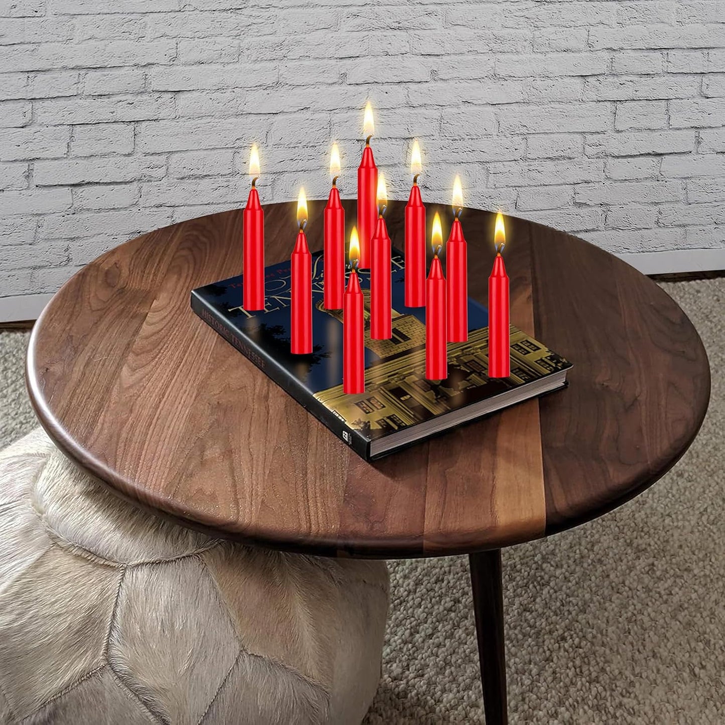 Mega Candles Mini Taper Candles - 10 Pcs Unscented Red 4 Inch Tall for Rituals & Altar Magic