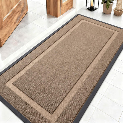 OLANLY Front Door Mat Indoor Outdoor Entrance, Waterproof All-Season, All-Weather Doormat, Sturdy Natural Rubber, Low Profile, Easy Clean Patio Porch Entryway Mat, 47x23, Mocha