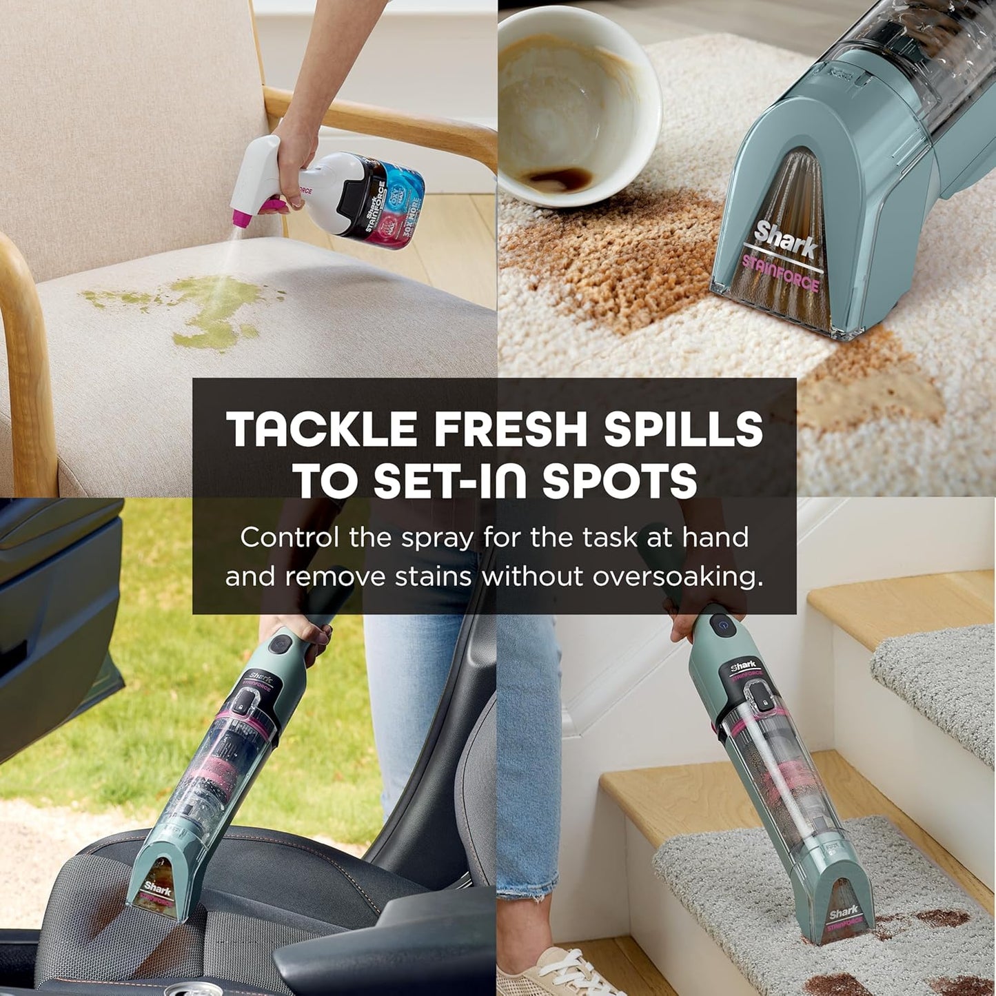 Shark StainForce Cordless Portable Spot & Odor Remover System - Ideal for Carpets, Rugs & Upholstery