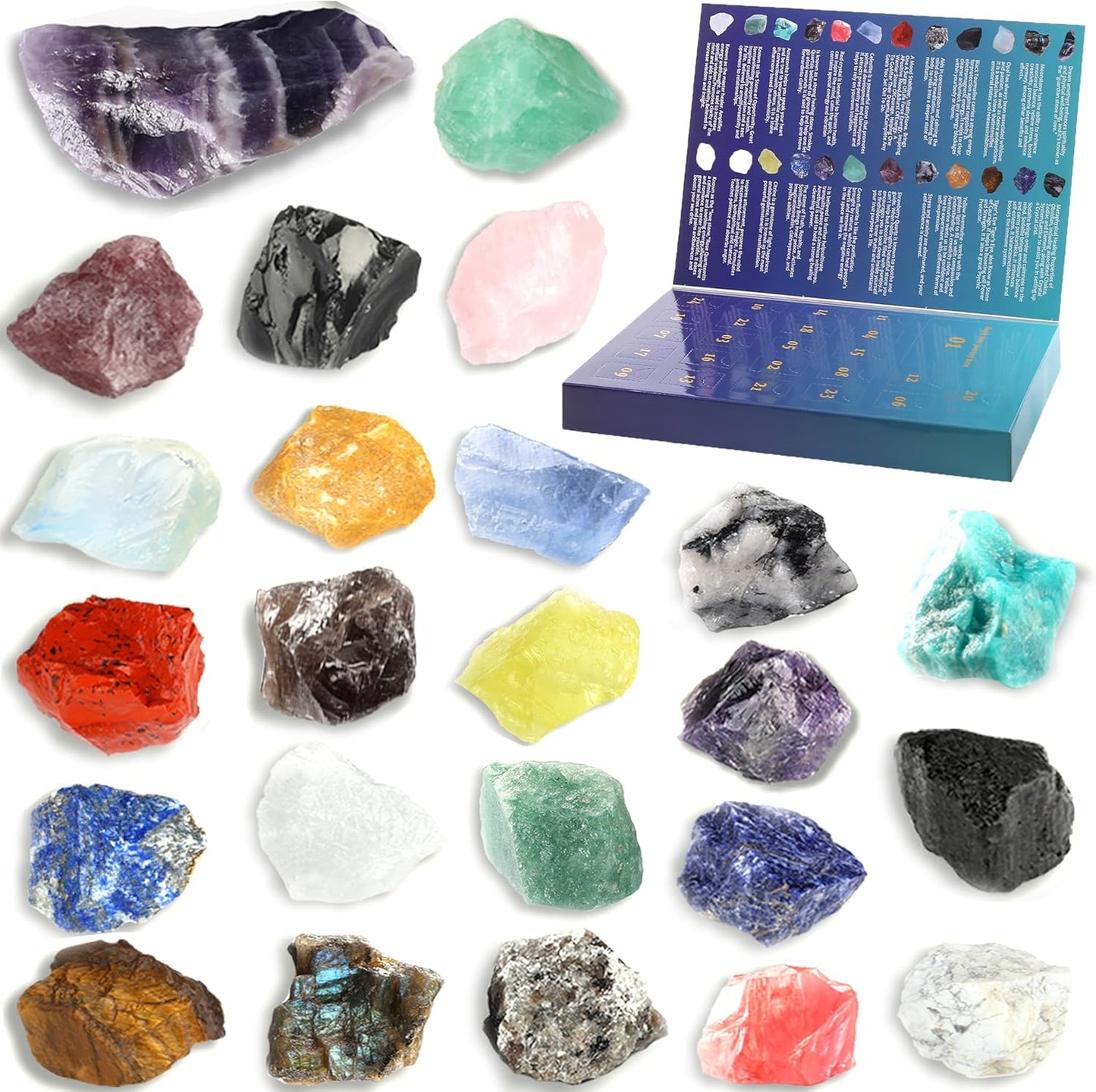 ZHIYUXI Crystal Advent Calendar 2025 - 24 Gemstone Rock Collection for Christmas Countdown