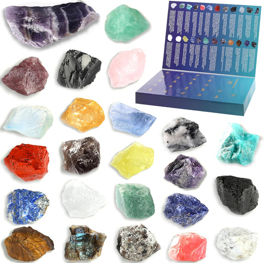 ZHIYUXI Crystal Advent Calendar 2025 - 24 Gemstone Rock Collection for Christmas Countdown