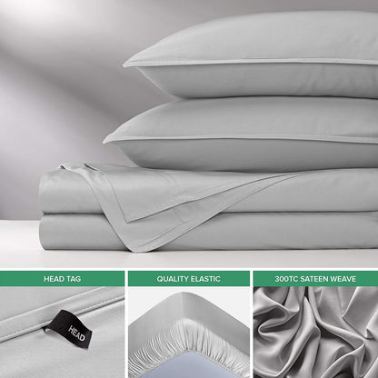 Pure Bamboo Full Bed Sheet Set - 100% Organic Viscose, Luxuriously Soft & Cooling | Silver Pearl, 2-Year Quality Promise
