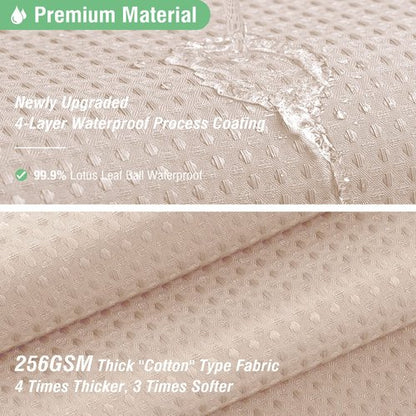 Dynamene Blush Pink Fabric Shower Curtain - Waffle Weave Textured Heavy Duty Cloth Shower Curtains for Bathroom, 256GSM Hotel Luxury Weighted Bath Curtain Set with 12 Hooks,72x72, Blush Pink