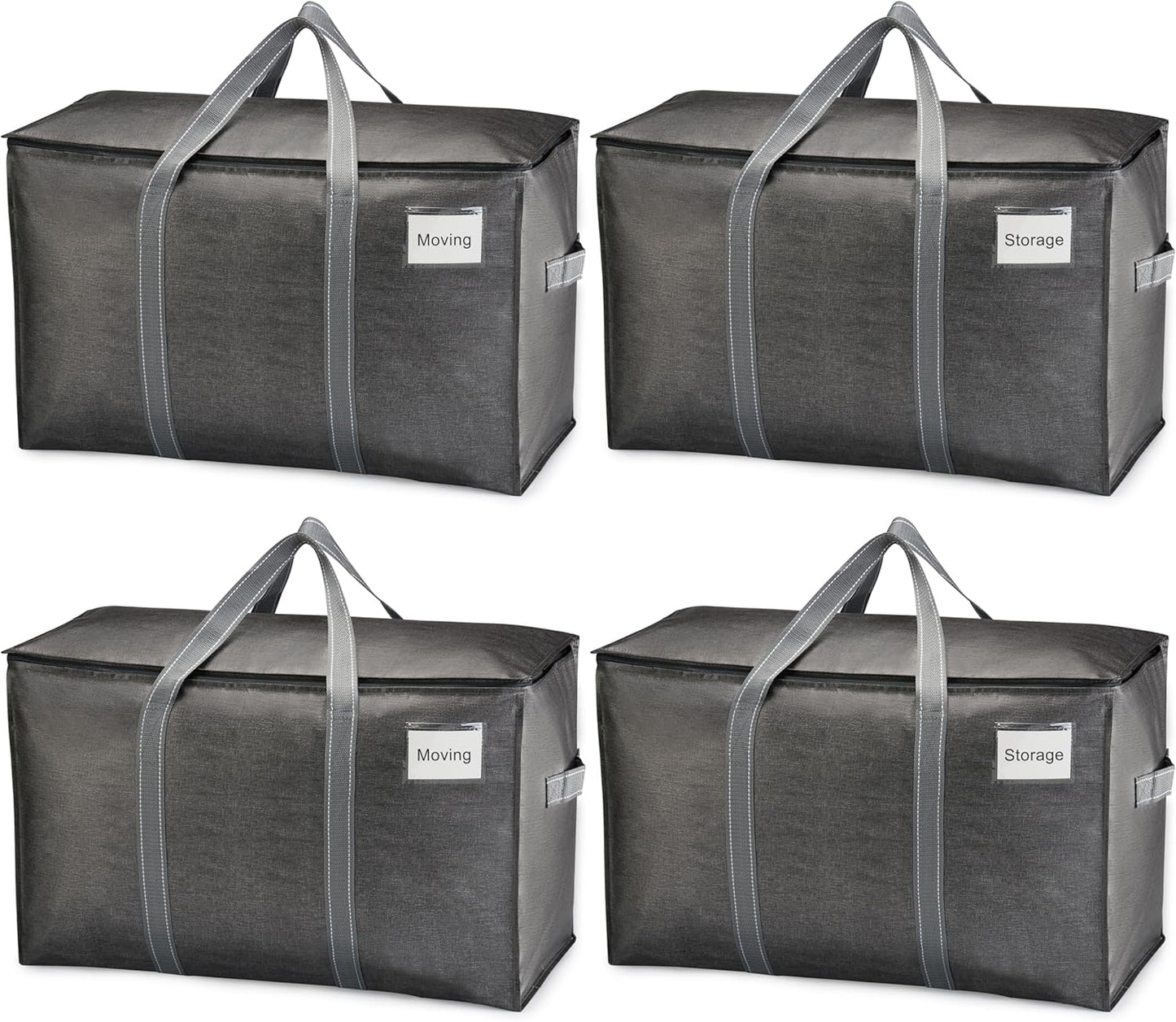 VENO Heavy Duty Moving Bags - Extra Large Storage Solution with Reinforced Handles & Strong Zippers | 4 Pack, Foldable & Reusable